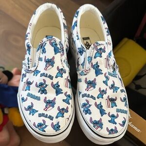 Stitch Print Vans Kids Slip-On Sneakers